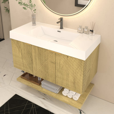 Stella 42 Inches Wall Mounted Vanity Set With Doors And Inside Drawer