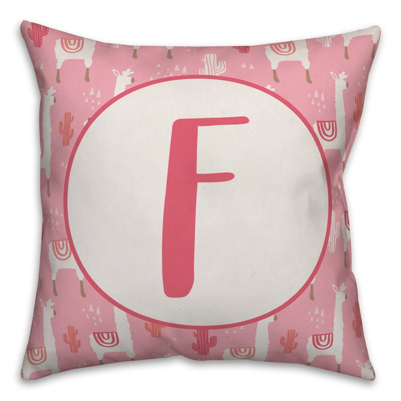 Monogram Lllama Pattern - V Throw Pillow, F