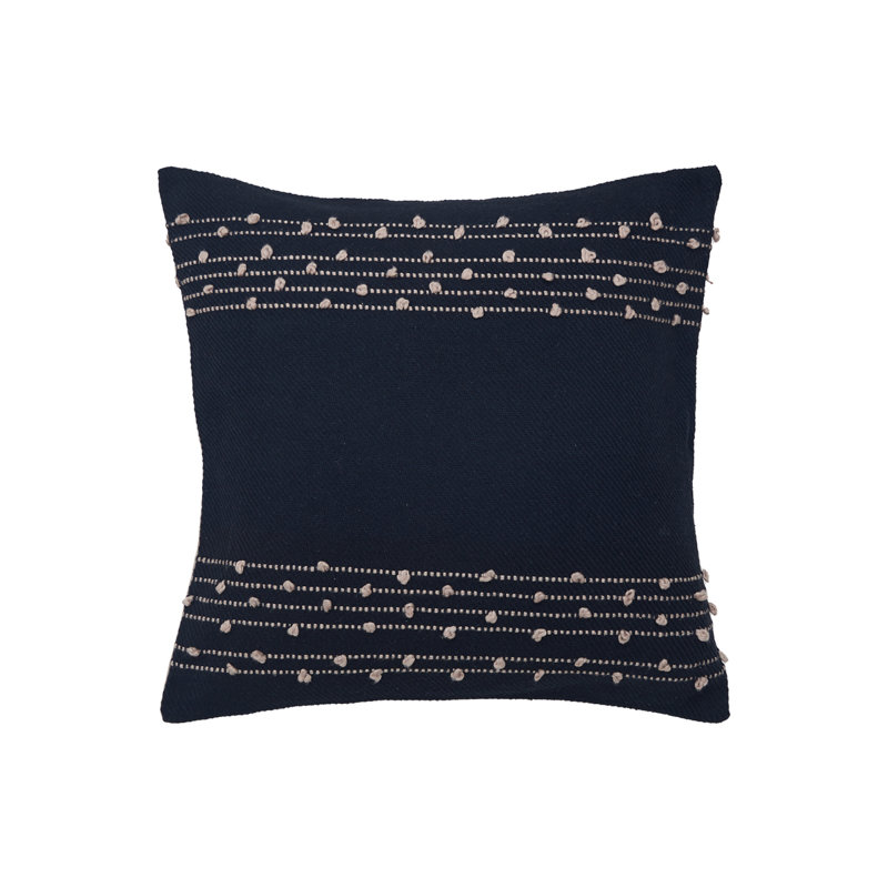 Tabb Embroidered Cotton Blend Throw Pillow, Onyx