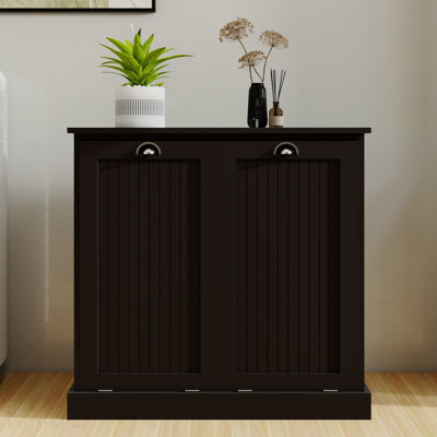 Armoire de trieur de linge à deux compartiments inclinable - noir