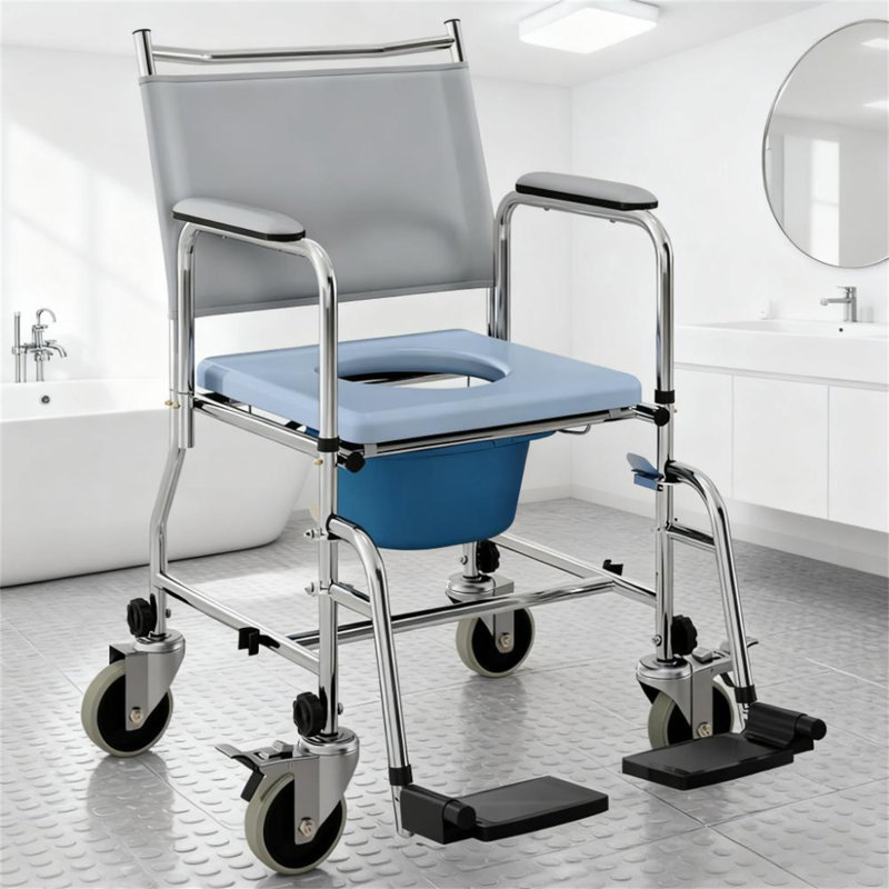 Fauteuil roulant de chevet avec siège rembourré