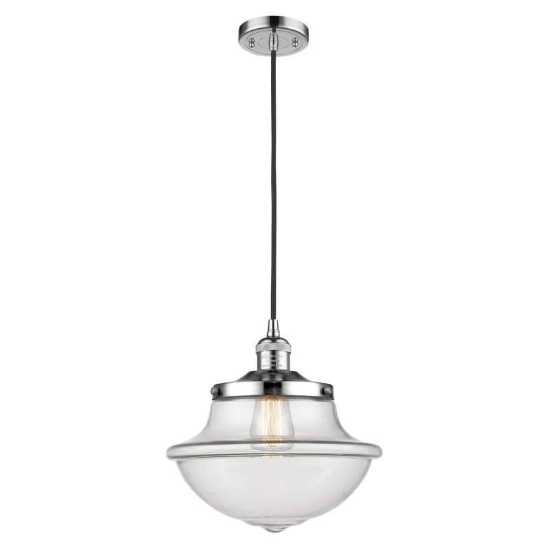 Luminaire suspendu simple à 1 lumière Baptiste, Ampoule DEL 6 watts Vinage, Transparent, Chrome poli