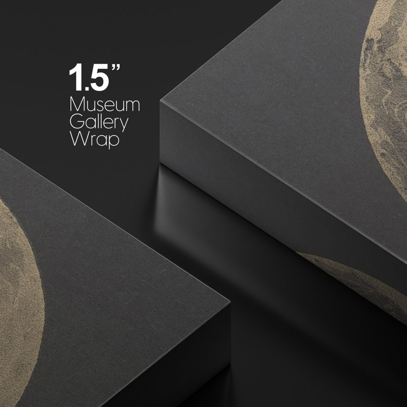 Pleine lune, H 24 po x l 24 po, Cadre flottant noir
