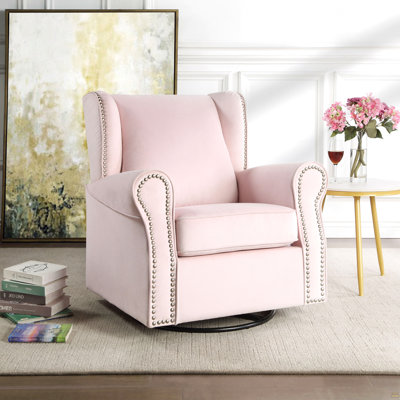 Tamaki Pink Fabric Glider Chair With Swivel