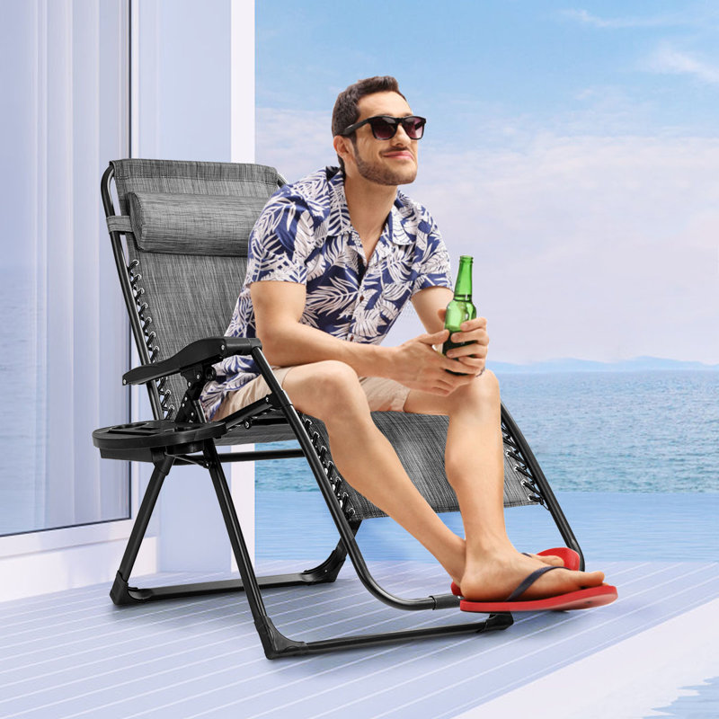 Jaterrion Folding Zero Gravity Chair, Black/Gray