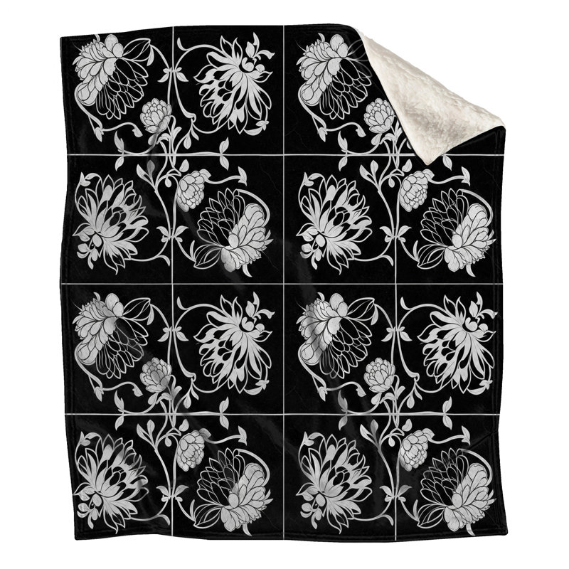 Couvertures blanches à motif floral, L 60 po x H 80 po