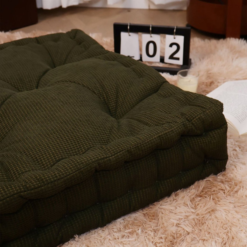 Square Microfiber  Floor Pillow /Cushion., Green