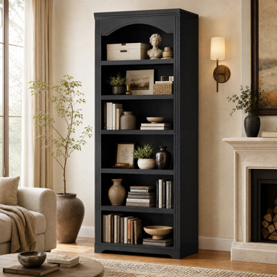 80.9" H Arched 6-Tier Bookcase with Open Shelves for Living Room Kitchen