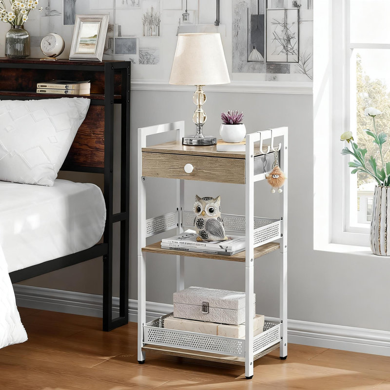Étagère de salle de bain autoportante à 3 niveaux avec tiroir en tissu amovible, organisateur de rangement polyvalent pour salle de bain, salon, chambre à coucher et balcon