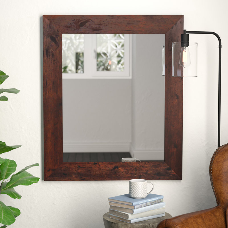 Wood Flat Wall Mirror, 39.5" H x 45.5" W