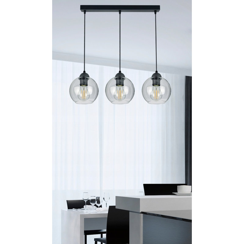 Ball pendant light 3-light Lolas, Transparent