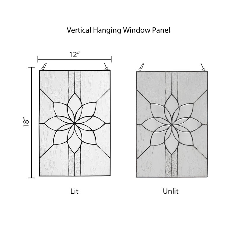 18"H Clear Floral Glass Window Panel