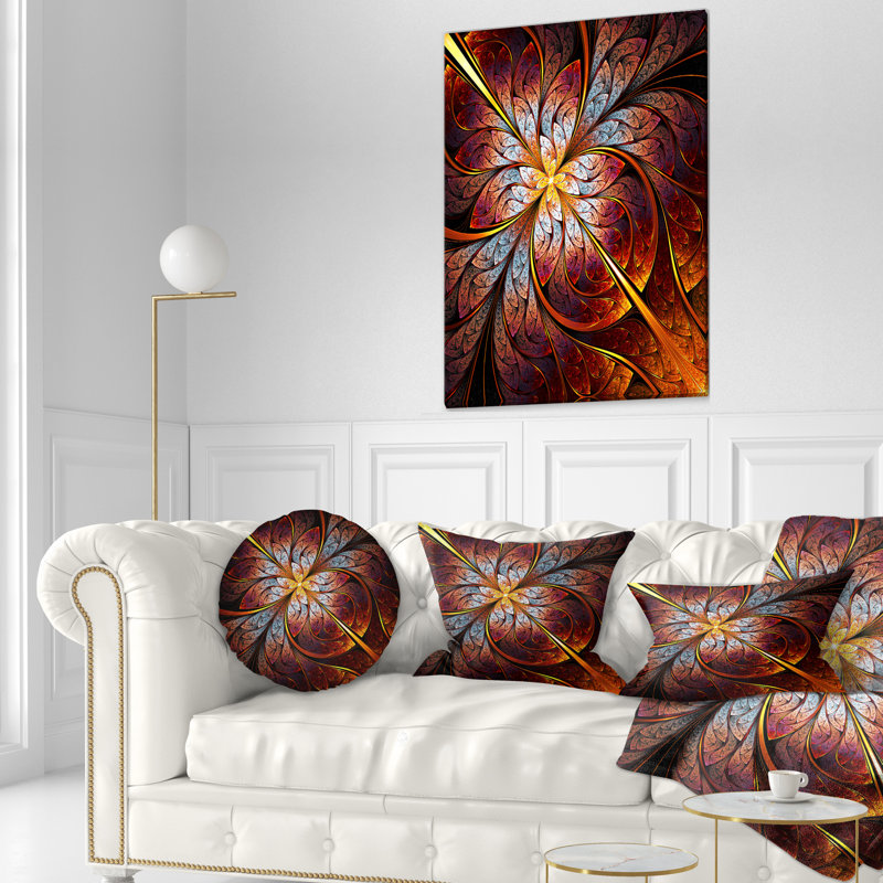 Coussin Fractal Flower - rouge et bleu