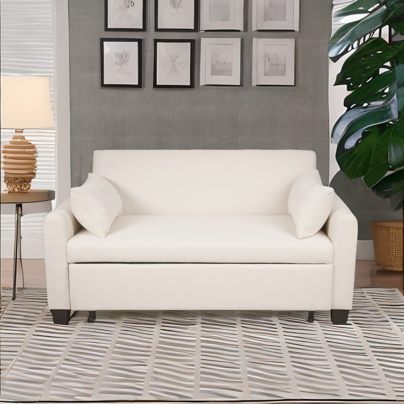 63 Inch Loveseats Sofa Bed, Beige