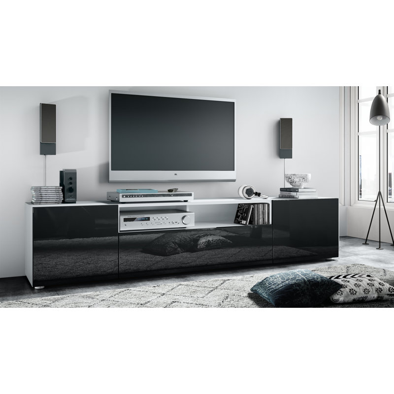 Akaki Unfinished TV Stand for TVs up to 78", Black front/White top