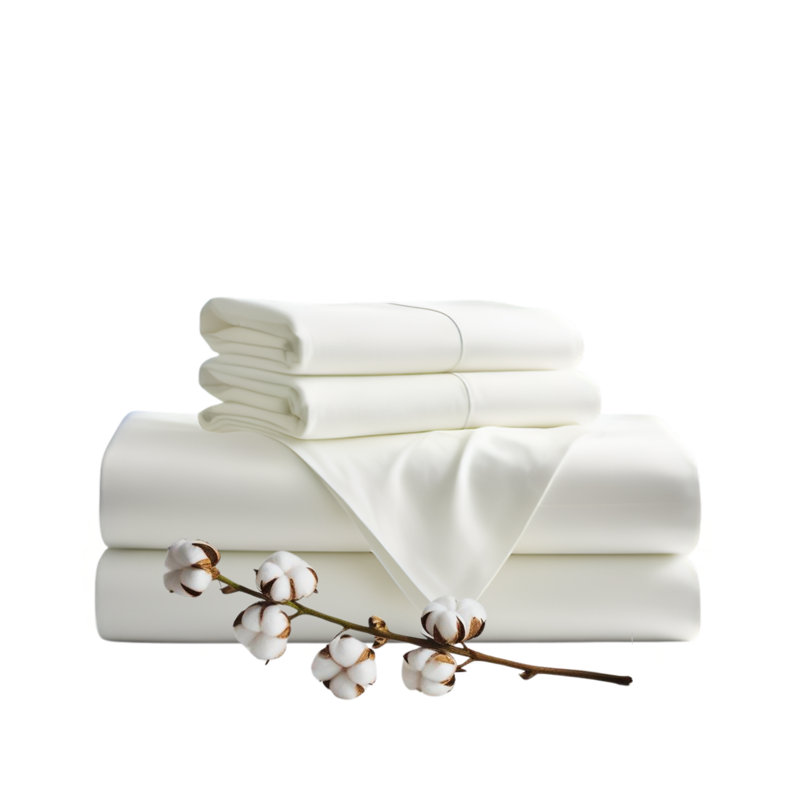 Ensemble de draps 4 pièces Luxury, Ensemble de draps pour grand lit avec 2 taies d'or, Ivoire