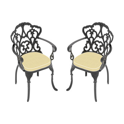 Chaise de patio en fonte d'aluminium avec structure et coussins Chaises de cuisine Chaises de salle à manger d'extérieur