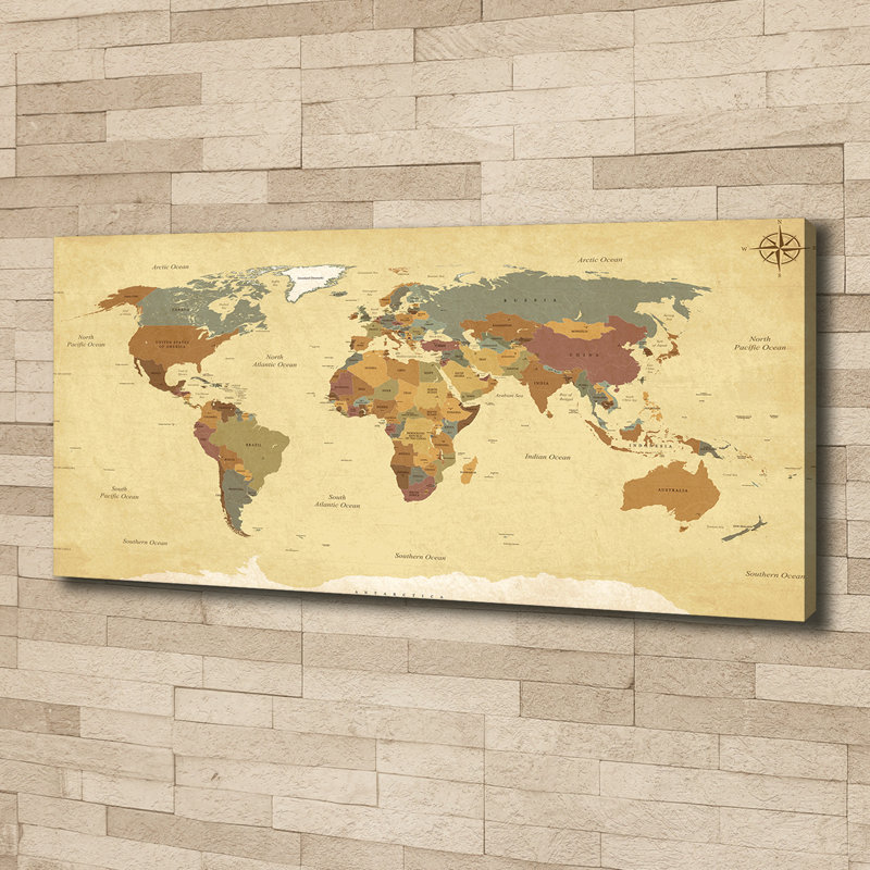 Political Map - No Frame Print on Canvas