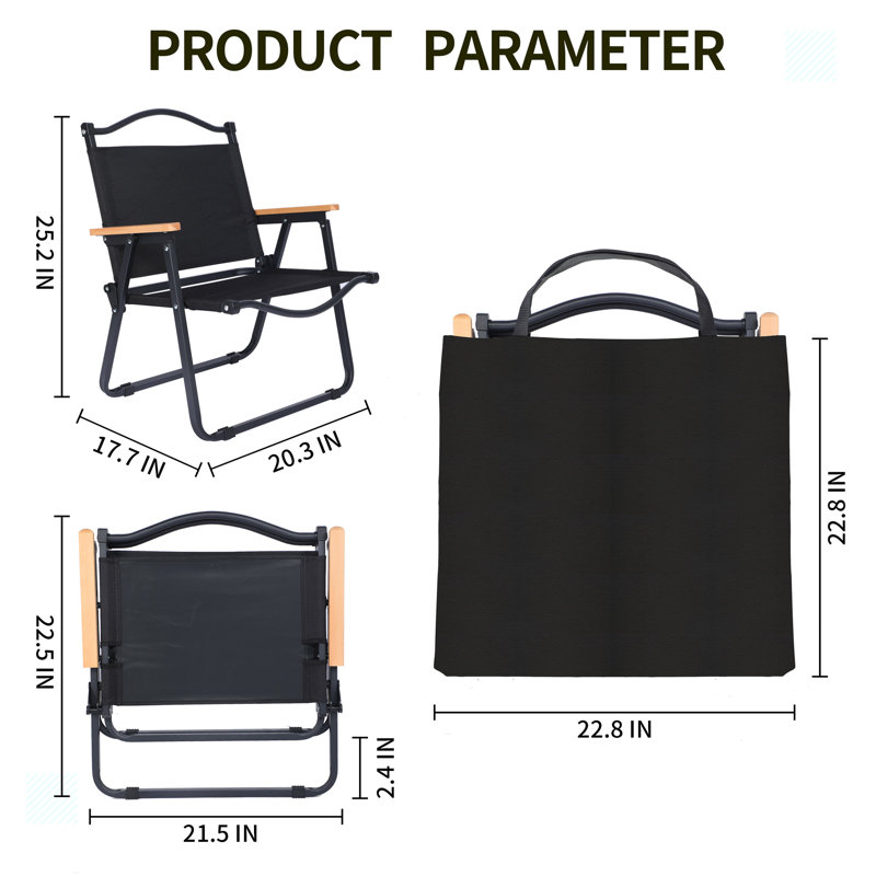Chaise de camping pliante de petite taille pour adultes avec poignée et sac de rangement
