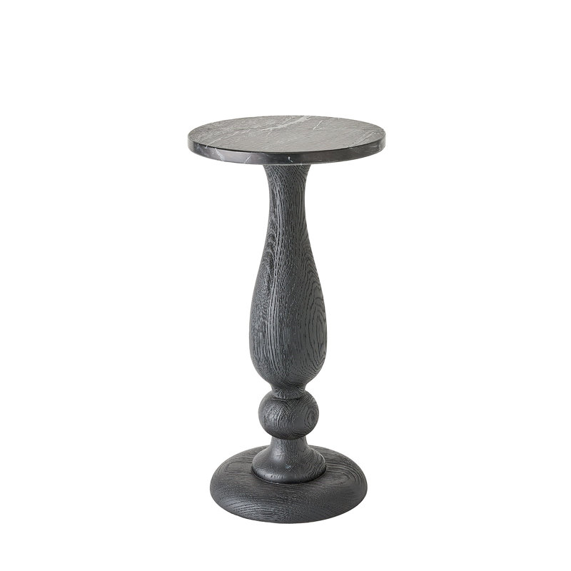 Marble End Table, Black Top/Black Base