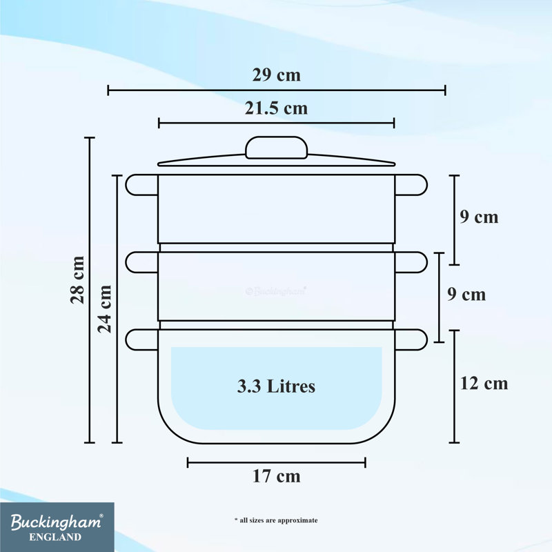 Buckingham Stainless Steel 3 Tier Steamer Set 20 cm