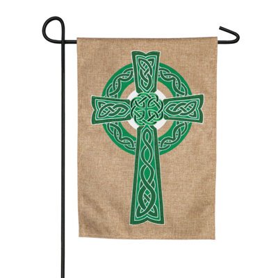 Lin à 2 côtés 18 x 13 po celtique cross drapeau de jardin
