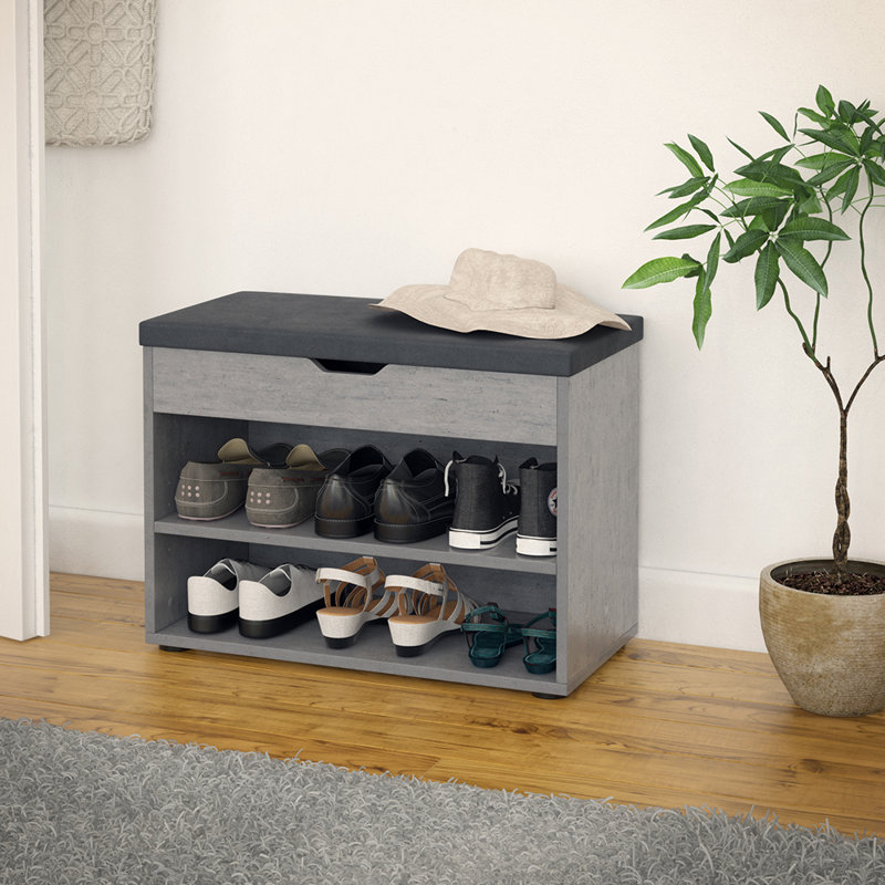 Viroqua Upholstered Storage Bench, Concrete, Anthracite