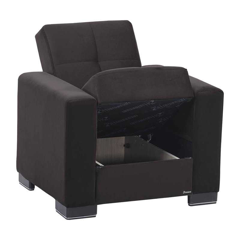 Legacy Fabric Upholstered 31" Armchair Sleeper with Storage – Firm Support Seating for Small Spaces
