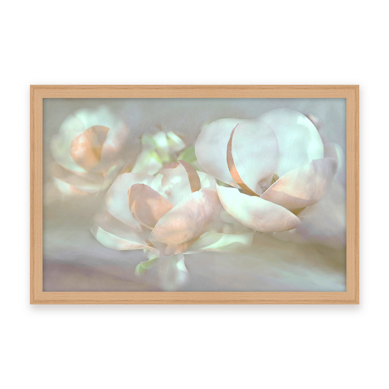Nature Inspired Magnolia Dreams, 24" H x 30" W x 1.125" D, Framed Matted Print, White