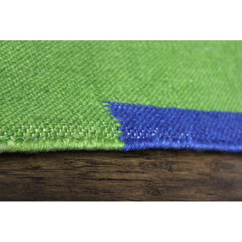 Tapis décoratif vert à motif géométrique tissé à la main Westborough, Rectangle de 5 pi x 8 pi
