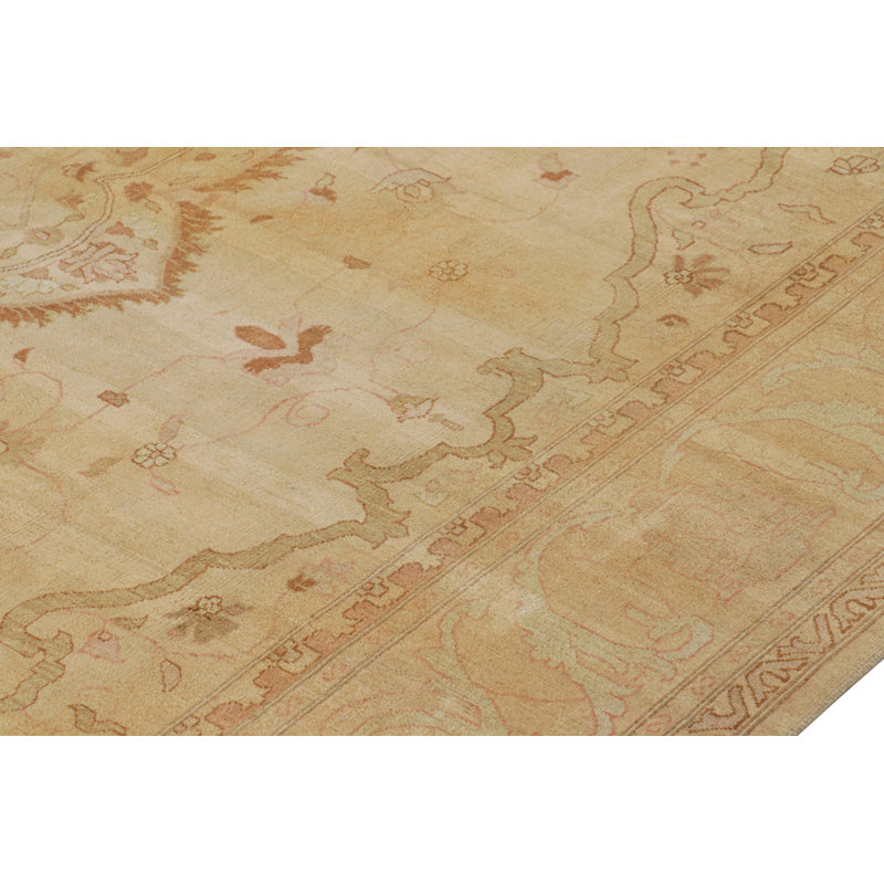 Rug & Kilim’S Oushak Style Rug In Gold And Brown With Floral Medallion