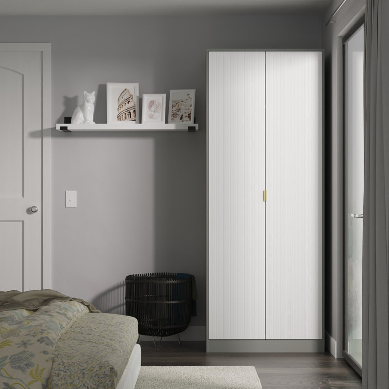 Bicknas Manufactured Wood Wardrobe, White/Grey