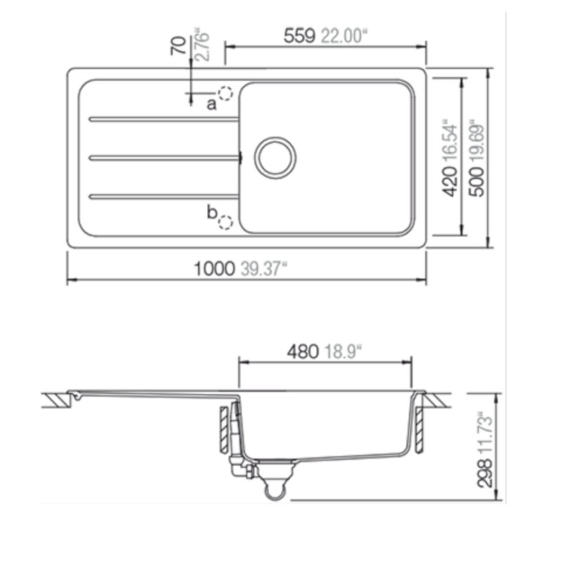 Schock Single Bowl Inset Kitchen Sink, Nero