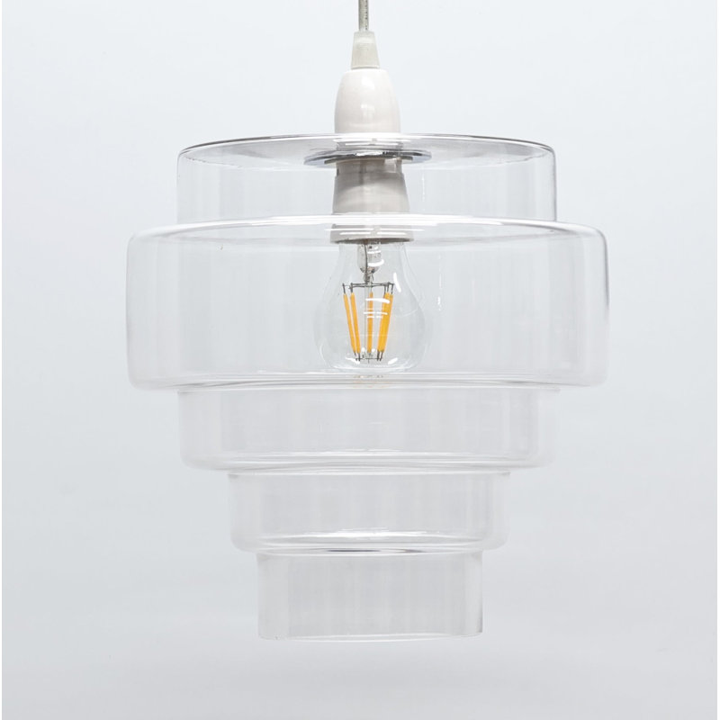 25cm H Acrylic Round Pendant Shade ( Screw On ) in Black, Clear