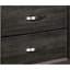 Table de chevet de chambre à coucher en gris: bois d'ingénierie, 2 tiroirs, poignées de bar au fini gris avec tiroirs et placage de bois