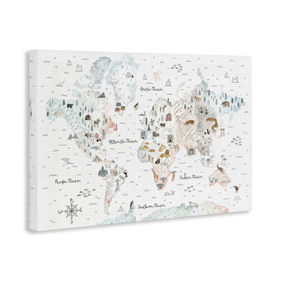 Whimsical World Traveler Map Canvas Wall Art by Laura Marshall -  Winston Porter, D3381715DD69497284451C62203B2BE3