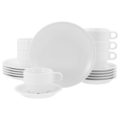 Milano Weiss Piece Porcelain China Dinnerware Set - Service for 6