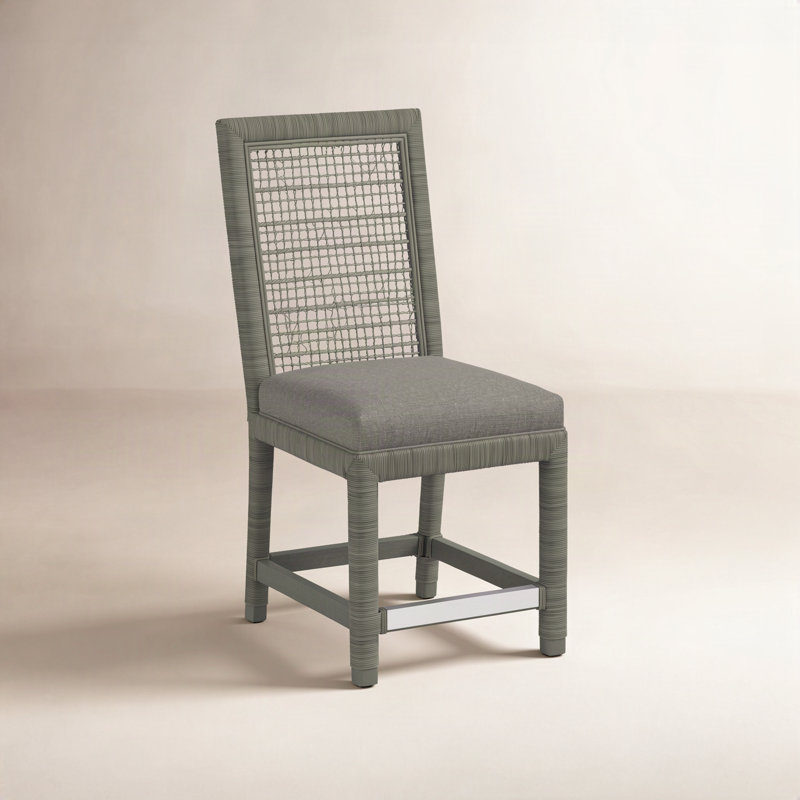 Pine Isle Upholstered Stool, Greystone, Gray Sugar Performance