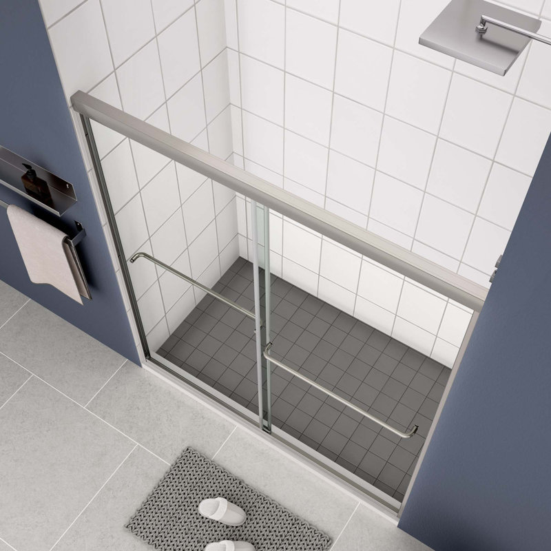 Shower Door,Sliding Door,With 1/4" Tempered Glass, Chrome