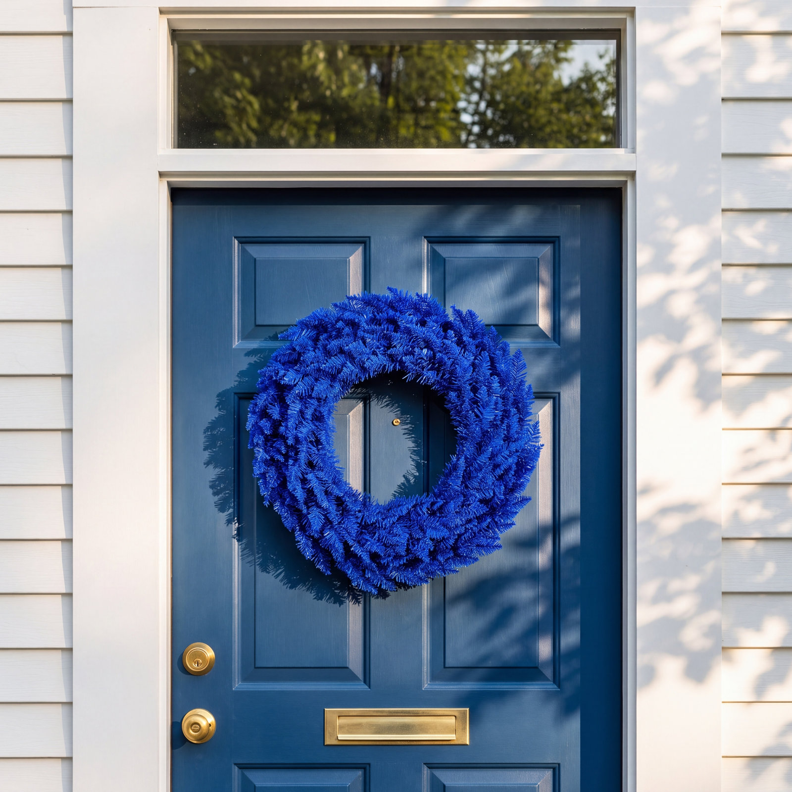 Dakota Fields Artificial UnLit Wreath with Realistic PVC Tips., 30" H x 30" W x 30" D, Blue