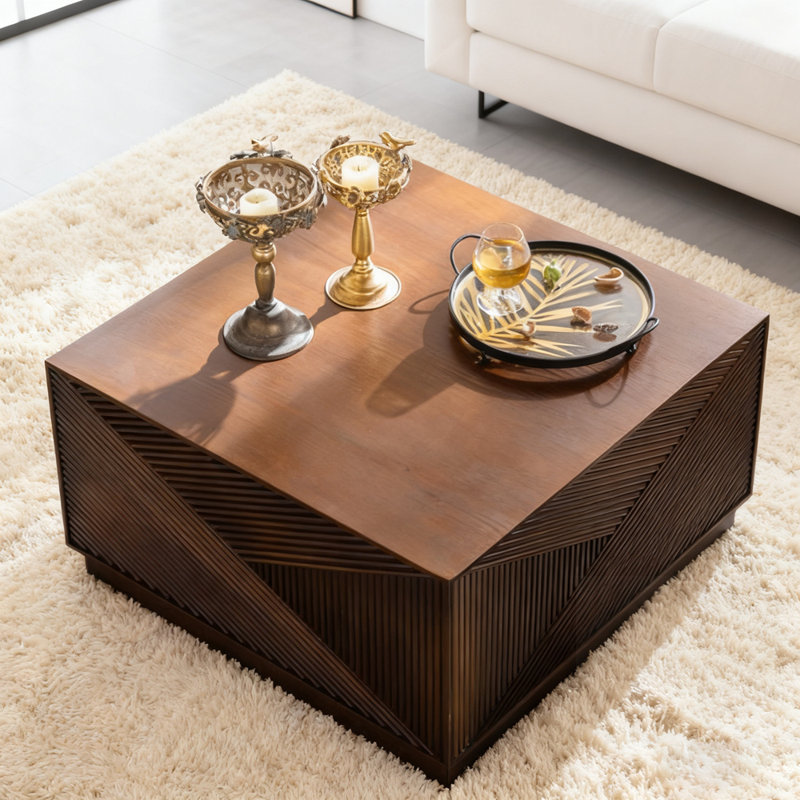 Table basse carrée moderne, sans assemblage, parfaite pour les salons contemporains