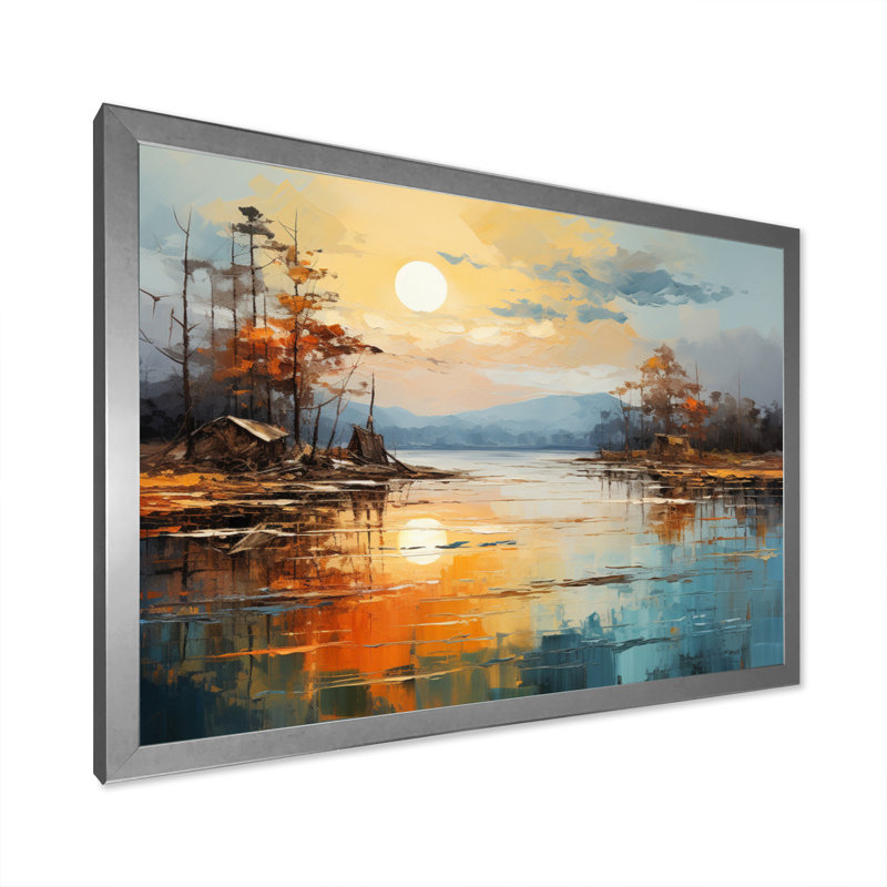 " Orange Rivers Riverside Reflection II ", Silver Picture Framed, 30" H x 40" W x 1.5" D