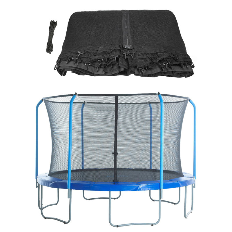 Trampoline Replacement Enclosure Surround Safety Net for 11ft Frame, Top Metal Ring using 6 Bent Poles