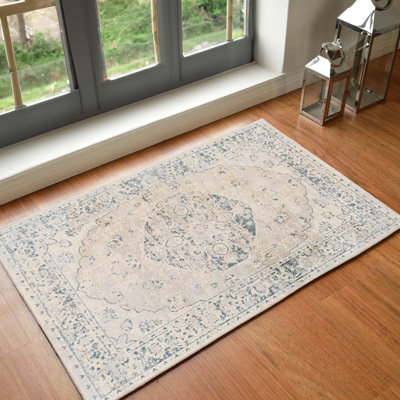 Machine Washable Traditionnal Boho Oatmeal Area Rug