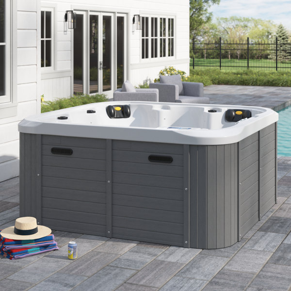 6 Person Square Portable Spa - Gray-2359