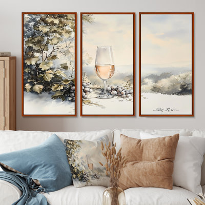 Grape Wine Chardonnay Glass II - ensemble d'art mural vin et champagne