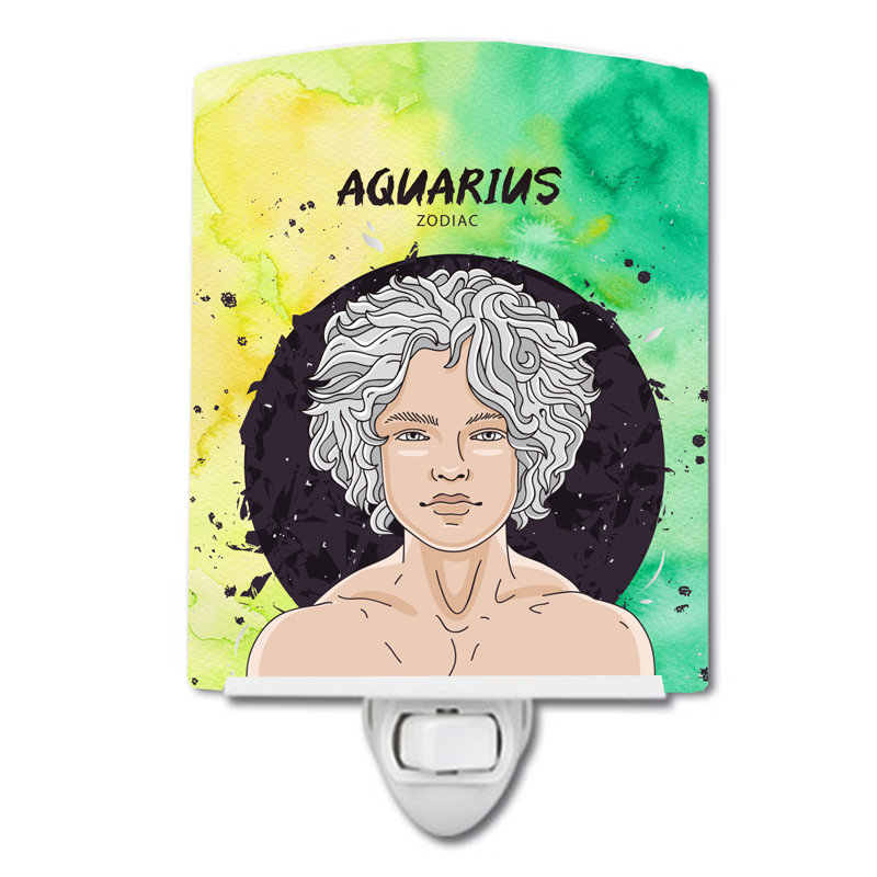 Éclairage de nuit en céramique zodiac Aquarius