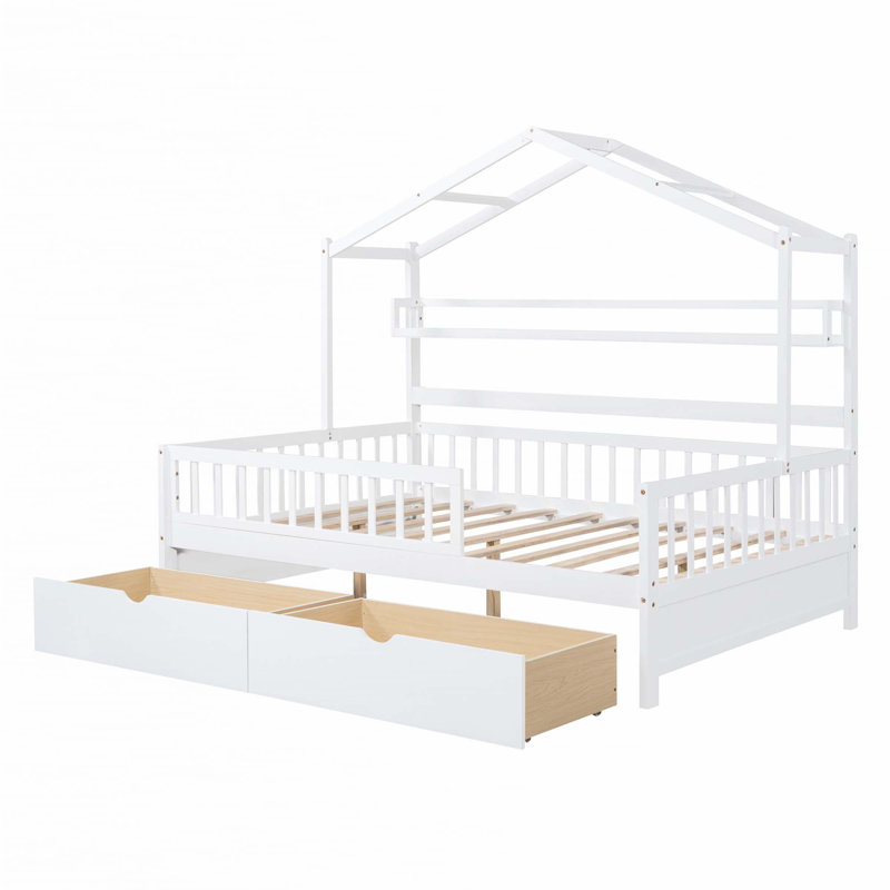 Lit en bois avec 2 tiroirs