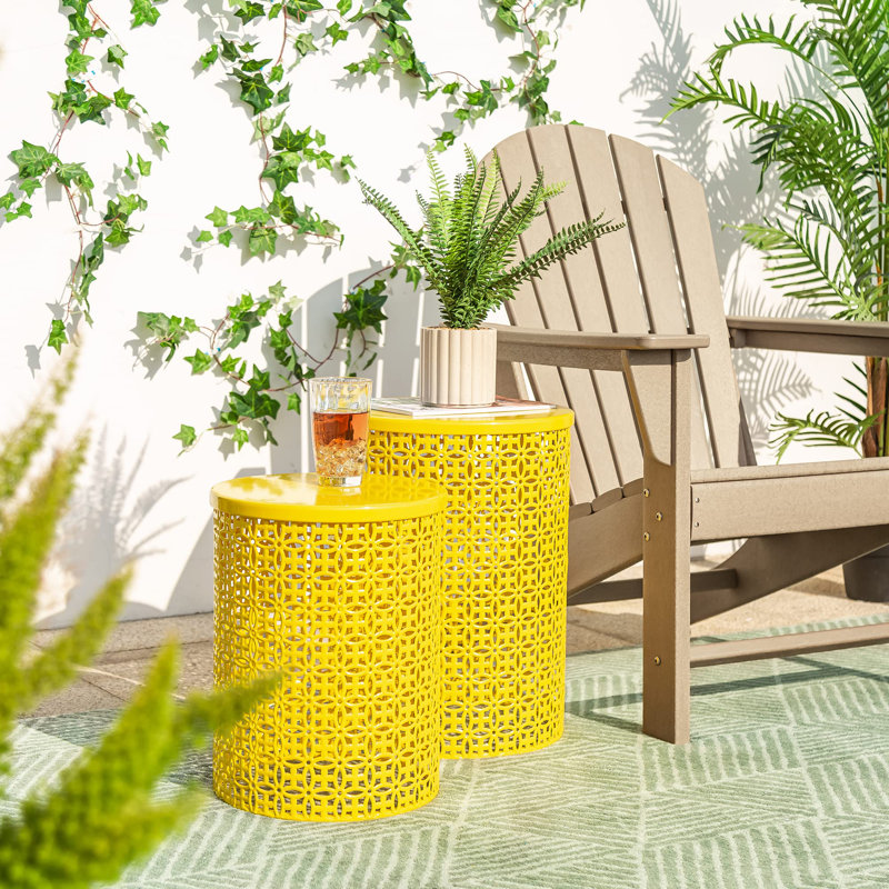 Steel Top Nesting Tables, Glossy Yellow