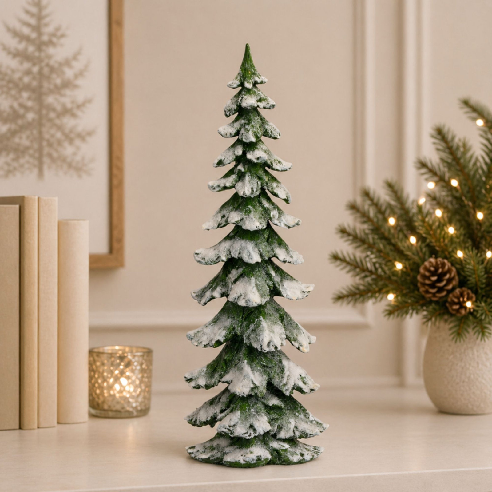 Resin Tabletop Christmas Tree, Green, 26" H x 9" W x 7" D